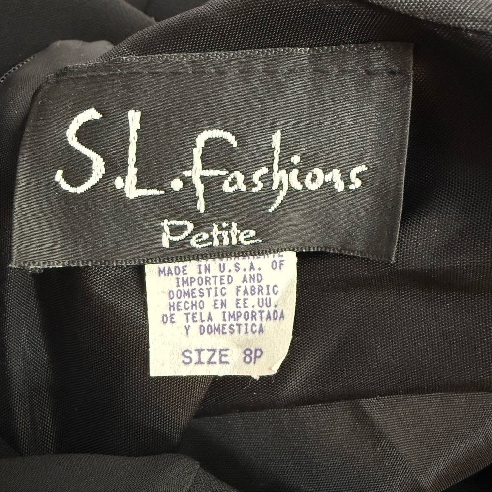 S.L.FASHIONS PETITE 8P Halter Neck Black Chiffon Handkerchief Hem Cocktail Dress - Picture 6 of 11